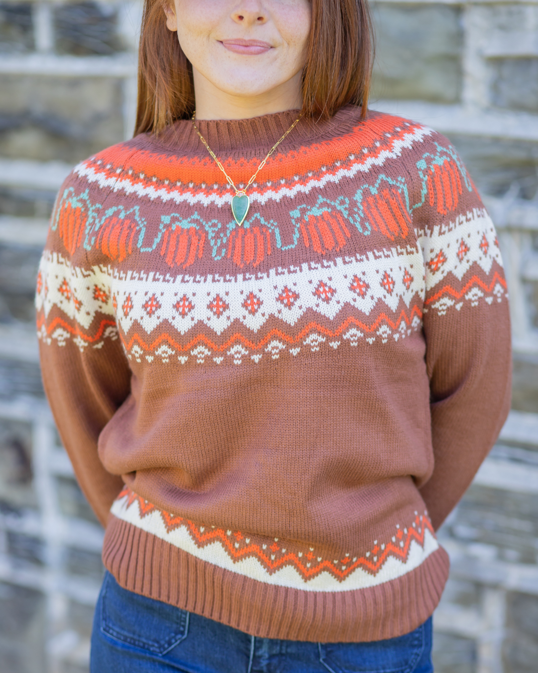 Pumpkin Pattern Turtleneck Sweater