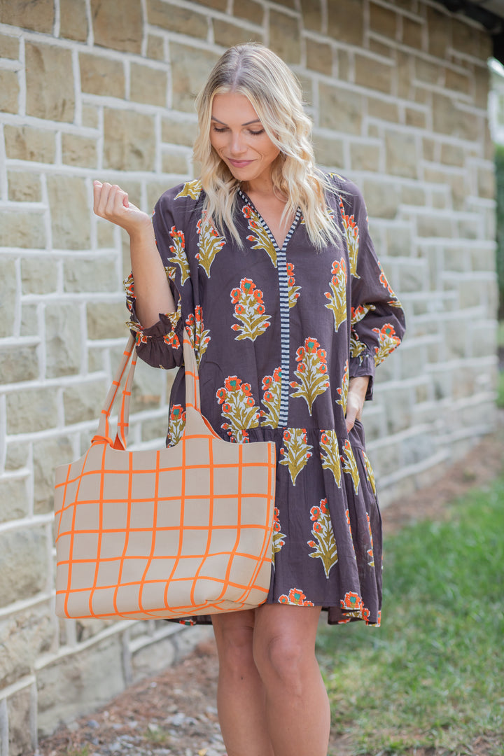 Fall Floral Dress w/ Pockets