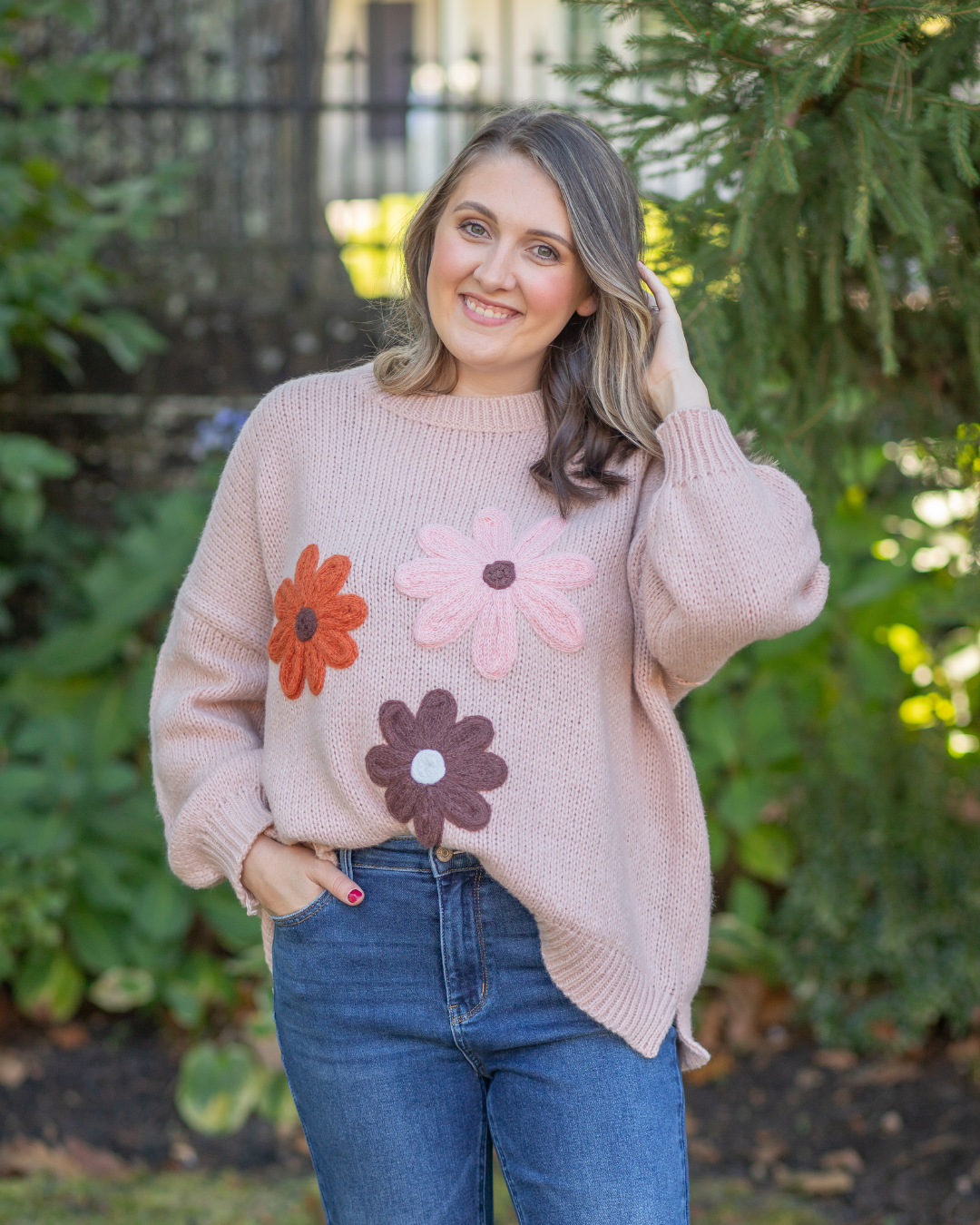 Flower Sweater - Soft Pink